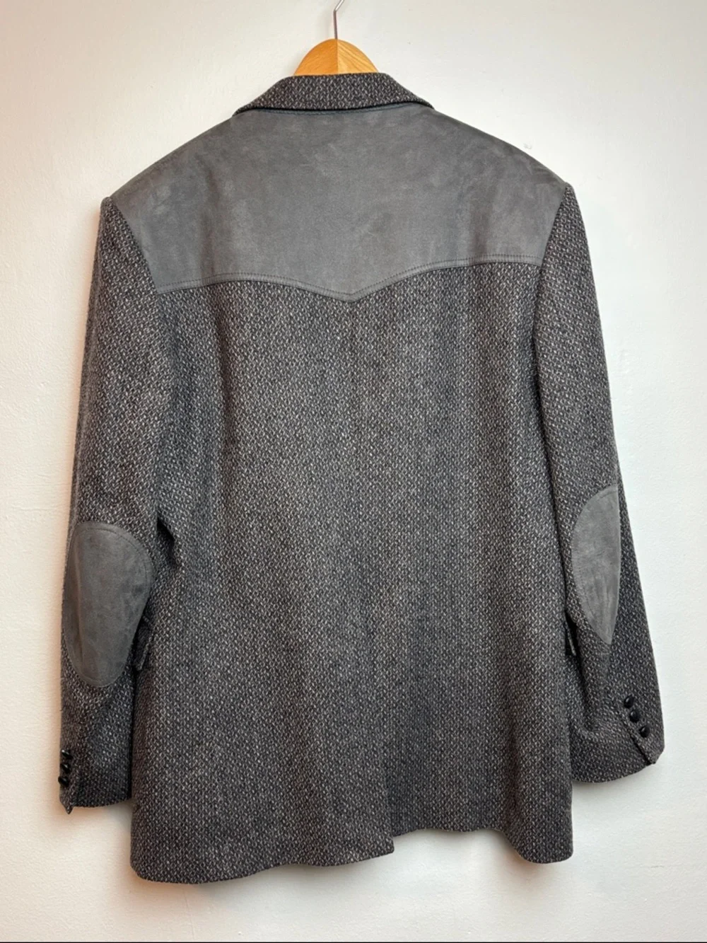 VTG Pendleton Men’s 44L Wool Tweed Western Cowboy Jacket Blazer Gray Elbow Patch